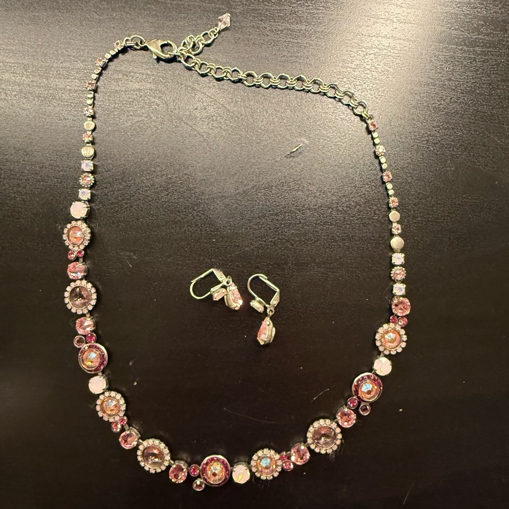 Sorrelli pink necklace and earrings set